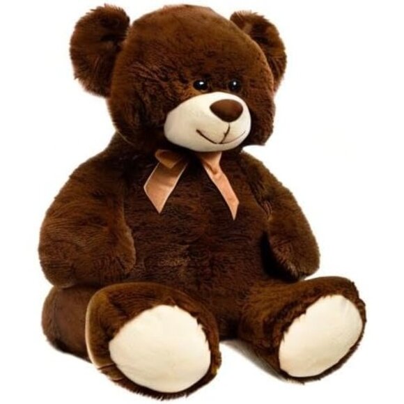 🆕 Teddy Bear Plush Giant Stuffed Animal Love Chocolate Plastic Eyes Adorable - Picture 10 of 10